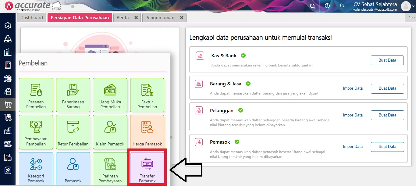 1 Membuat Transfer Pemasok dengan Perintah Pembayaran